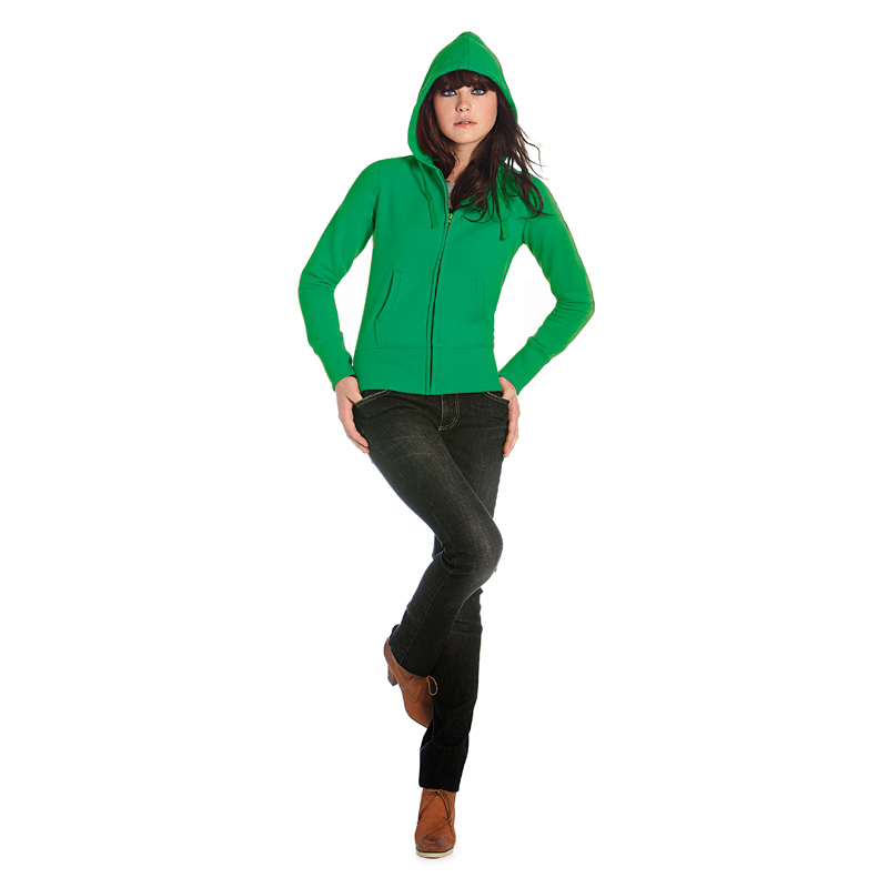 Толстовка женская на молнии Hooded Full Zip/women, ярко-зеленая/kelly green