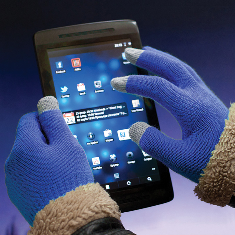 Перчатки мужские для работы с сенсорными экранами, цвет синий