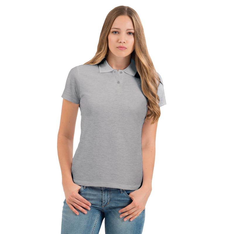 Поло женское ID.001/women, пестро-серое/heather grey