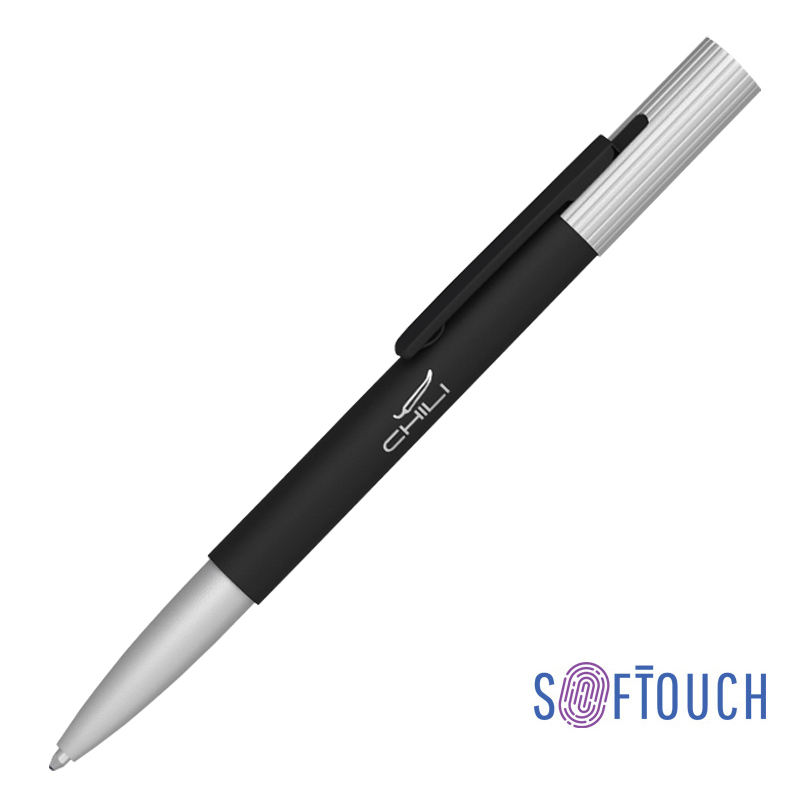 Ручка шариковая "Clas", покрытие soft touch, цвет черный с серебристым