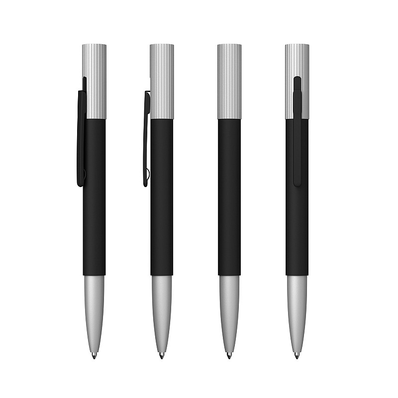 Ручка шариковая "Clas", покрытие soft touch, цвет черный с серебристым