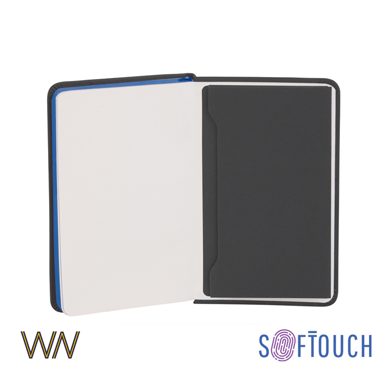 Блокнот "Бергамо", в линейку, покрытие soft touch, формат А6, цвет черный с синим