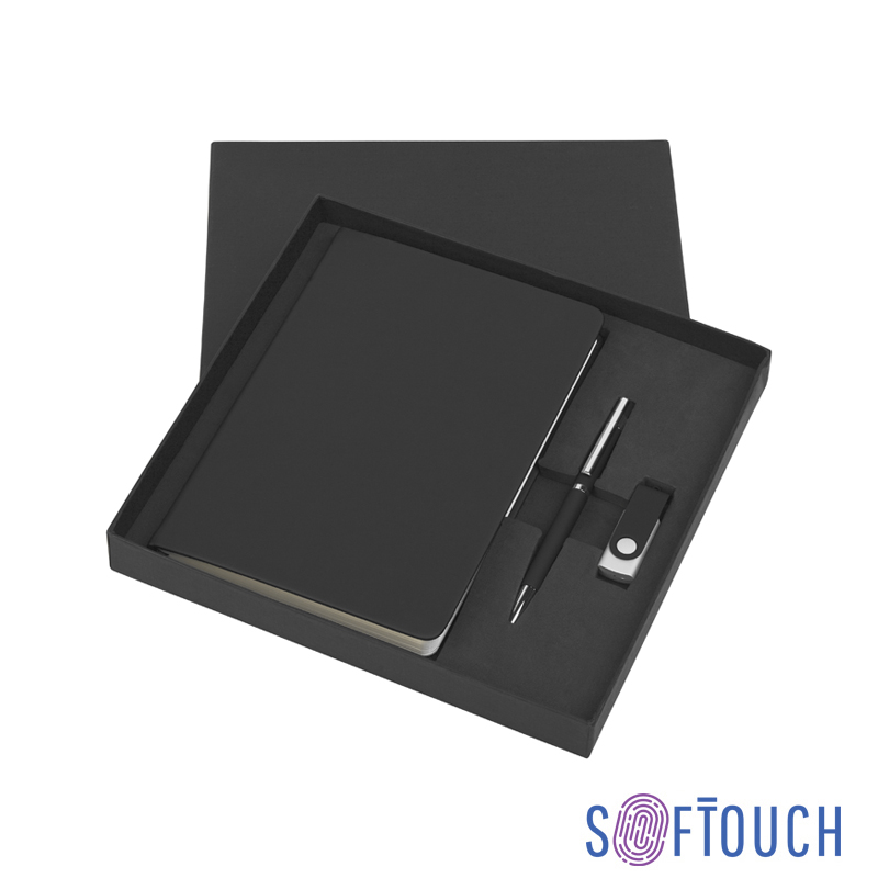 Подарочный набор "Бари", покрытие soft touch, цвет черный