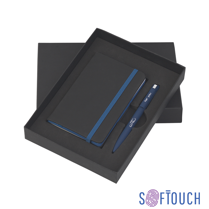 Подарочный набор "Сардиния", покрытие soft touch, цвет черный с синим