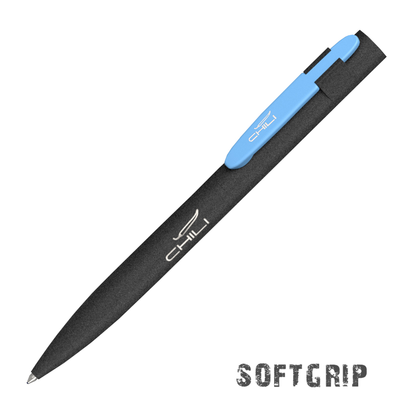 Ручка шариковая "Lip SOFTGRIP", цвет черный с голубым