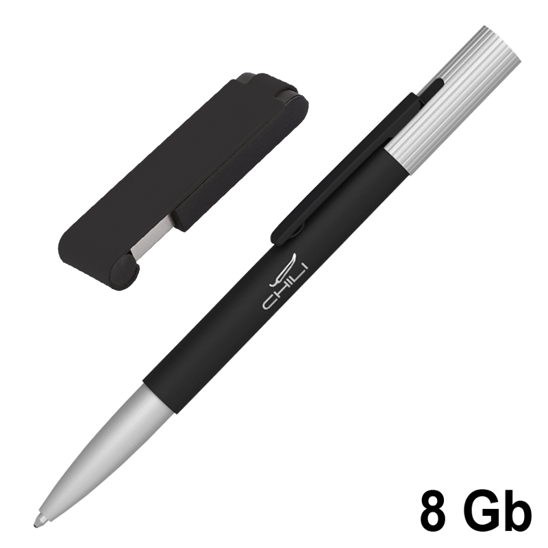 Набор ручка "Clas" + флеш-карта "Case" 8 Гб в футляре, покрытие soft touch, цвет черный