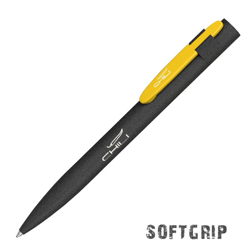 Ручка шариковая "Lip SOFTGRIP", цвет черный с желтым