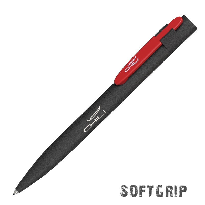 Ручка шариковая "Lip SOFTGRIP", цвет черный с красным