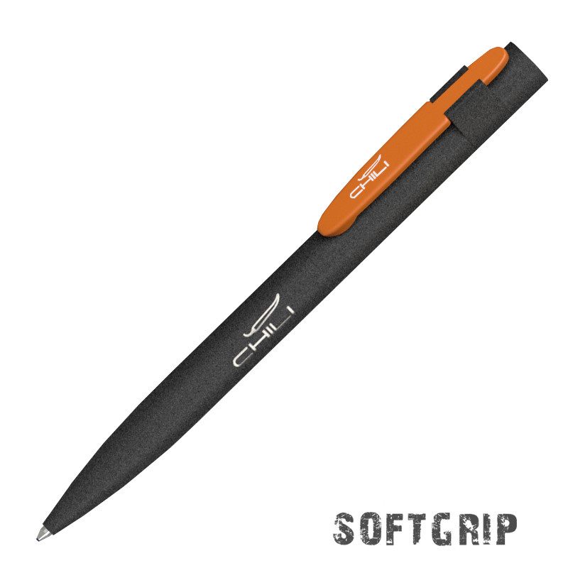 Ручка шариковая "Lip SOFTGRIP", цвет черный с оранжевым