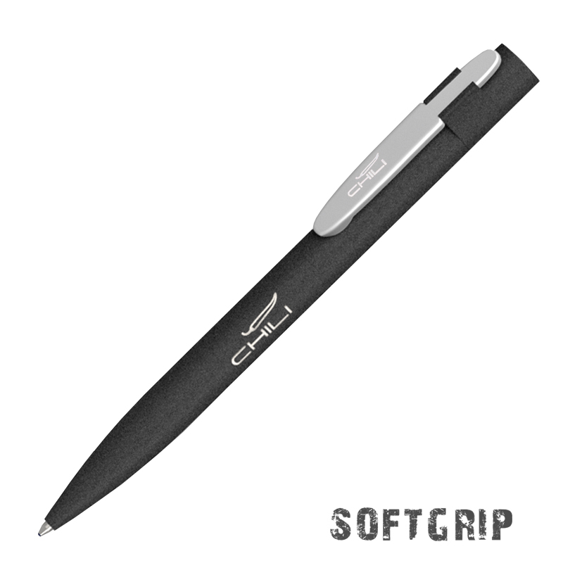 Ручка шариковая "Lip SOFTGRIP", цвет черный с серебристым