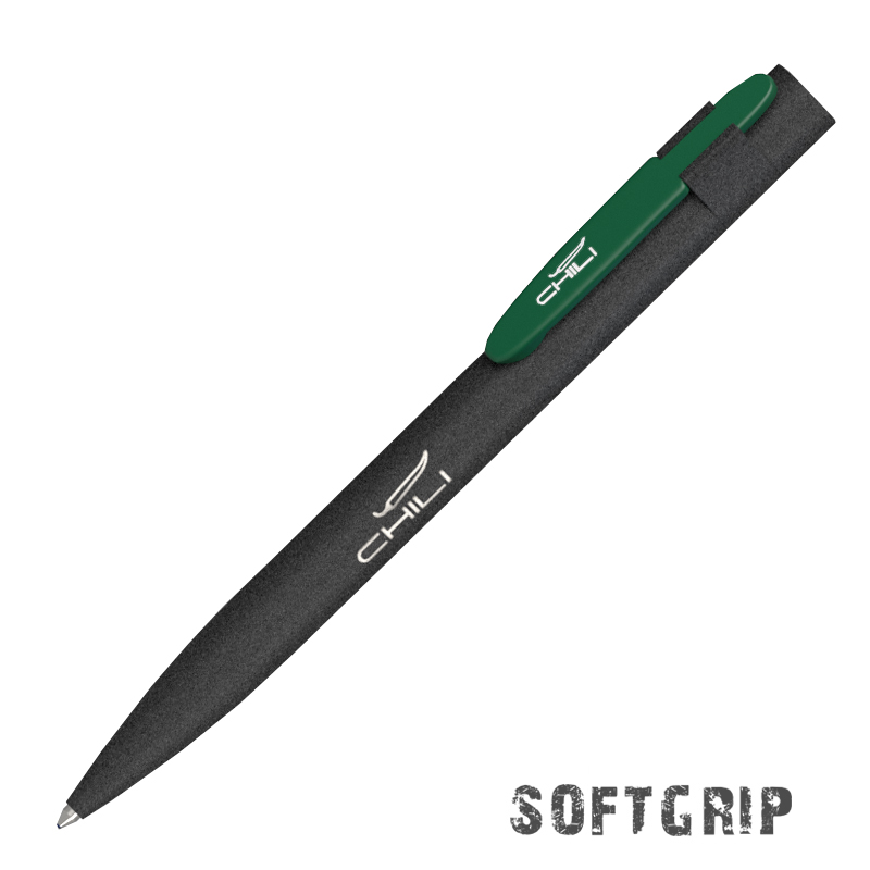 Ручка шариковая "Lip SOFTGRIP", цвет черный с зеленым