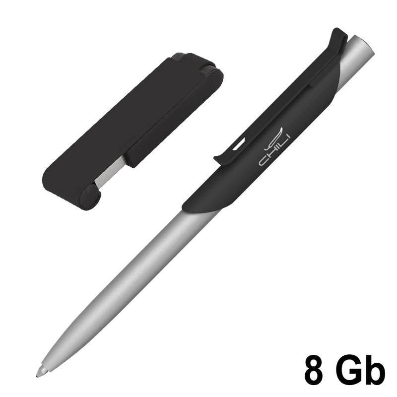 Набор ручка "Skil" + флеш-карта "Case" 8 Гб в футляре, покрытие soft touch, цвет черный