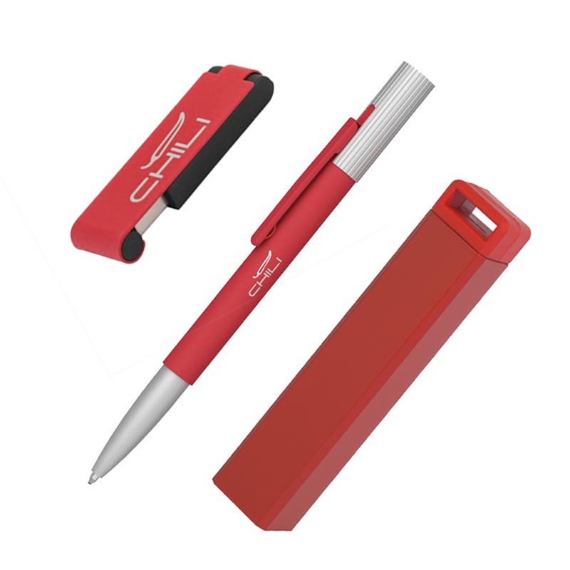 Набор ручка "Clas" + флешка "Case" 8Гб + зарядное устройство "Chida", емкость 2800 mAh, в футляре, цвет красный