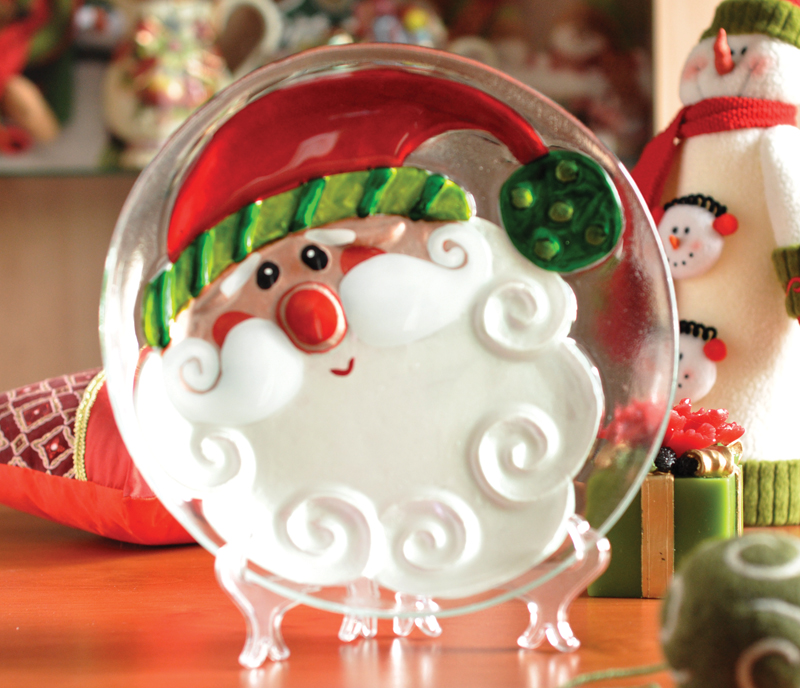 Тарелка декоративная "Дед Мороз" с подставкой