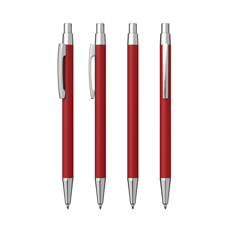 Образец ручки "Ray" с гравировкой, покрытие soft touch, цвет красный