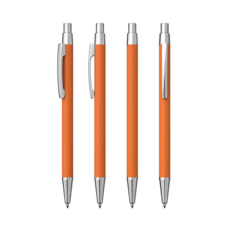 Образец ручки "Ray" с гравировкой, покрытие soft touch, цвет оранжевый