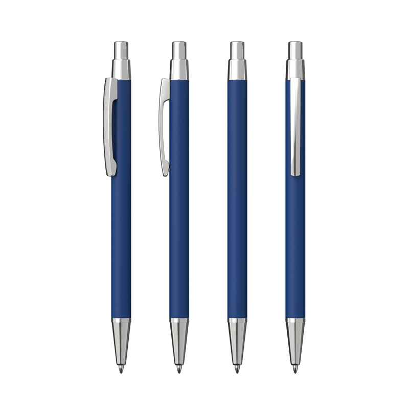 Образец ручки "Ray" с гравировкой, покрытие soft touch, цвет синий