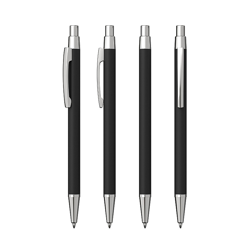 Образец ручки "Ray" с гравировкой, покрытие soft touch, цвет черный