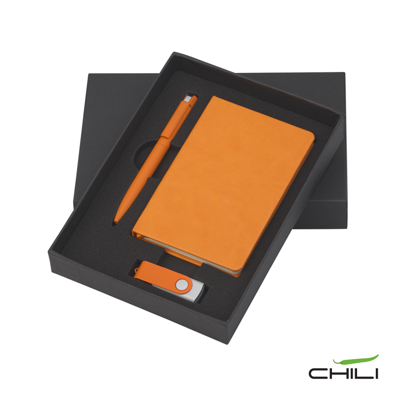 Подарочный набор "Сорренто" с блокнотом А6, покрытие soft touch, оранжевый, цвет оранжевый