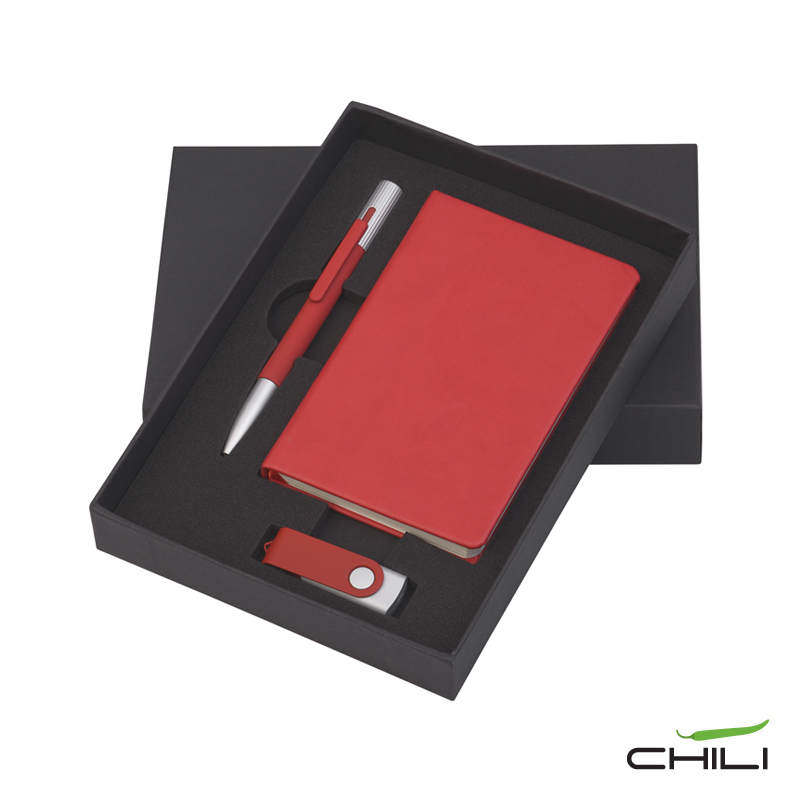 Подарочный набор "Ровелла" с блокнотом А6, покрытие soft touch, цвет красный