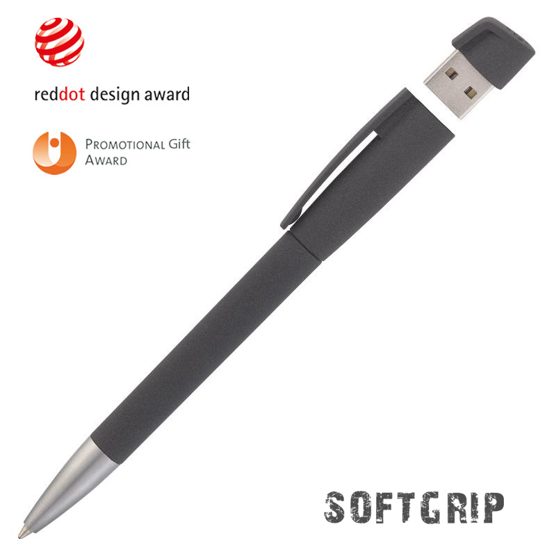 Ручка с флеш-картой USB 16GB «TURNUSsoftgrip M», цвет черный