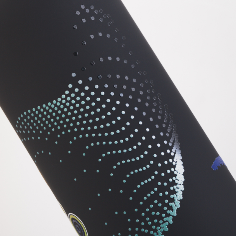 Термобутылка "Бабочки" с объемной UF печатью по окружности, покрытие soft touch, цвет черный