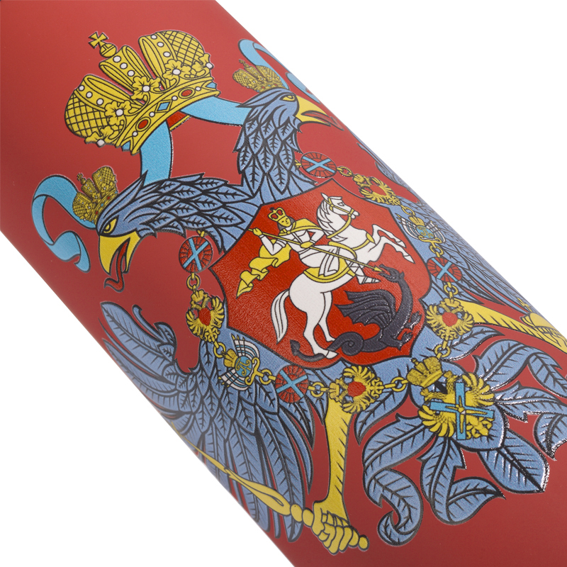 Термос "Крит" с UF печатью по окружности "Герб", покрытие soft touch, цвет красный