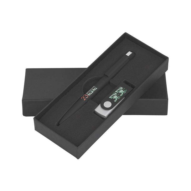 Набор "23 февраля" с объемной UF печатью, покрытие soft touch, цвет черный