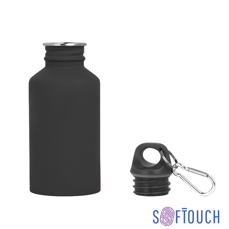 Бутылка спортивная "Финиш", покрытие soft touch, 0,5 л., цвет черный