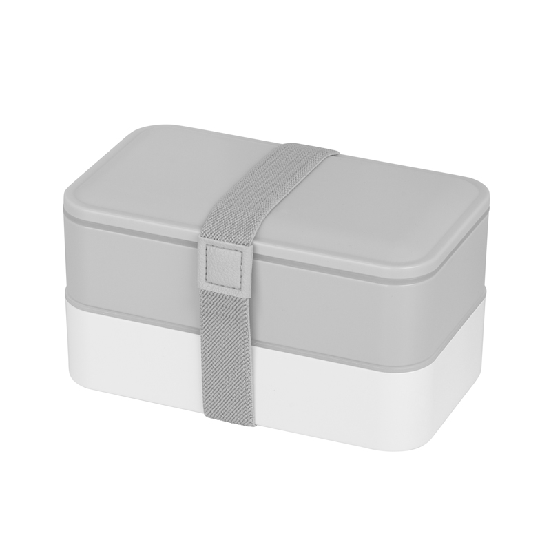 Контейнер "Enjoy" с пластиковыми приборами для ланча, серый/белый, цвет серый с белым