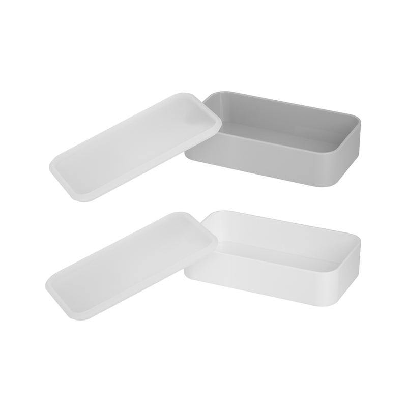 Контейнер "Enjoy" с пластиковыми приборами для ланча, серый/белый, цвет серый с белым