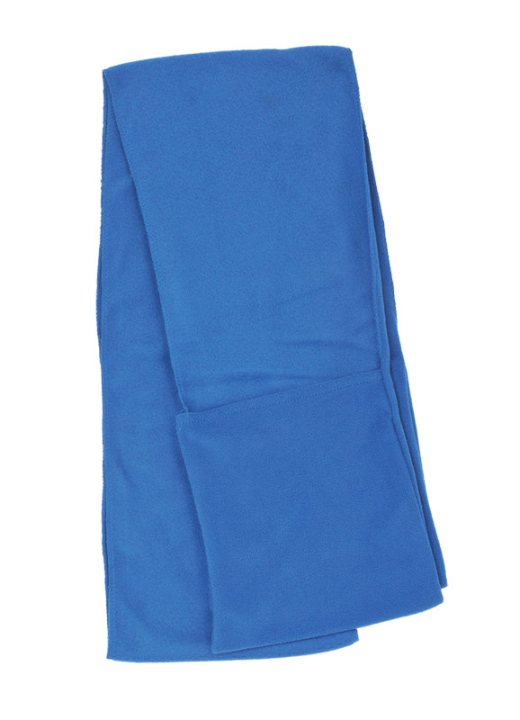 Шарф флисовый с карманами, цвет синий