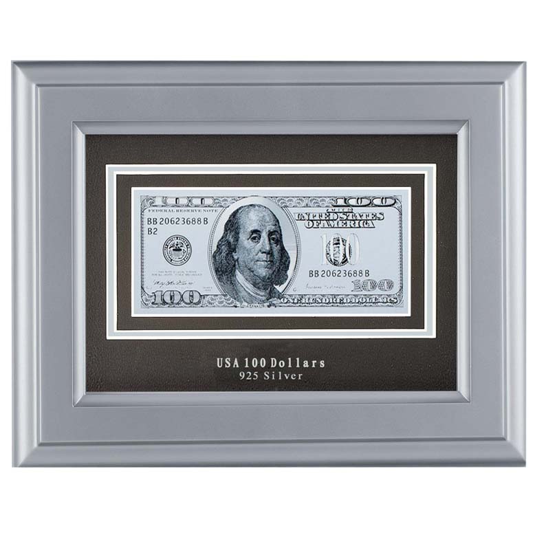 "Банкнота 100 USD", цвет серебристый