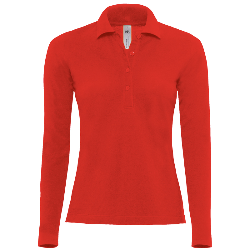 Поло женское с длинным рукавом Safran Pure LSL/women, красное/red