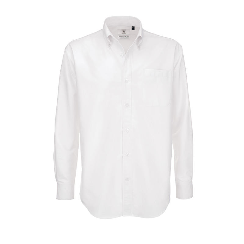 Рубашка мужская с длинным рукавом Oxford LSL/men, белая/white, размер M