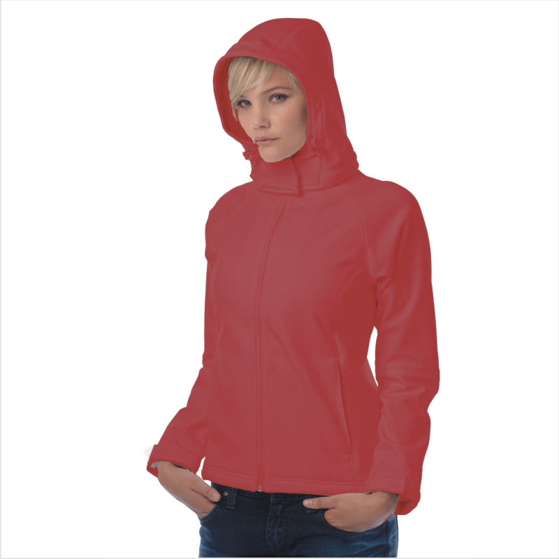 Куртка женская с капюшоном Hooded Softshell/women, красная/red, размер M