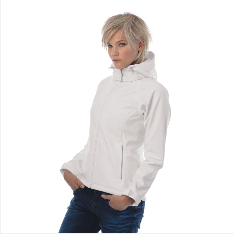 Куртка женская с капюшоном Hooded Softshell/women, белая/white