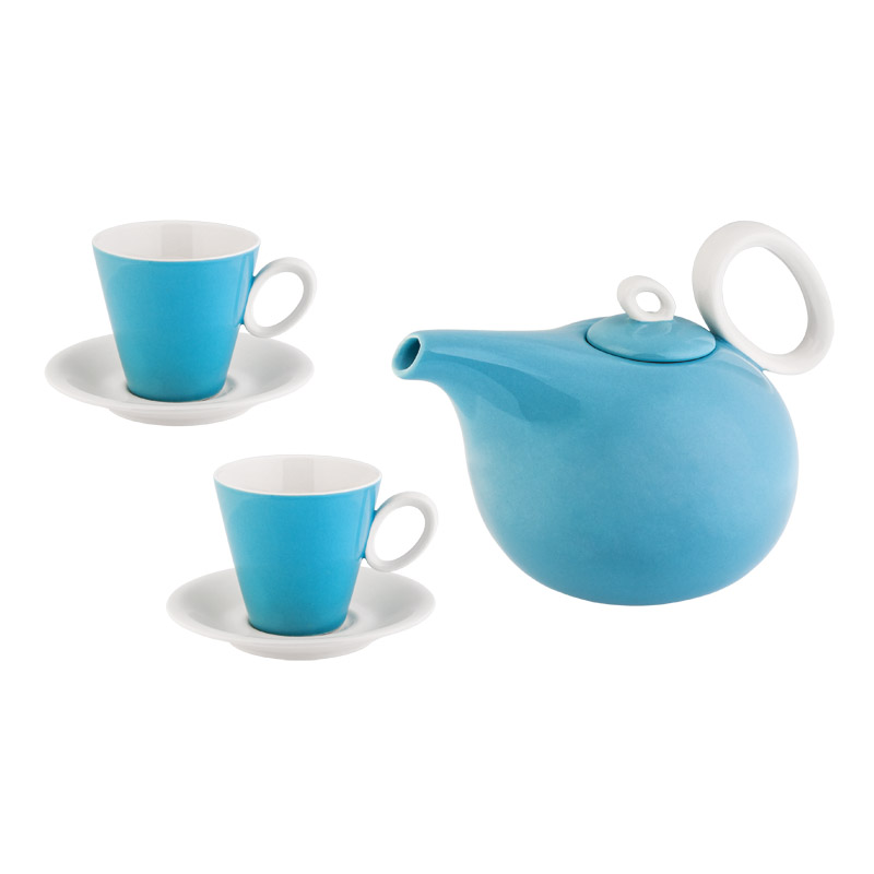 Набор чайный на 2 персоны "Серенада", цвет белый с голубым