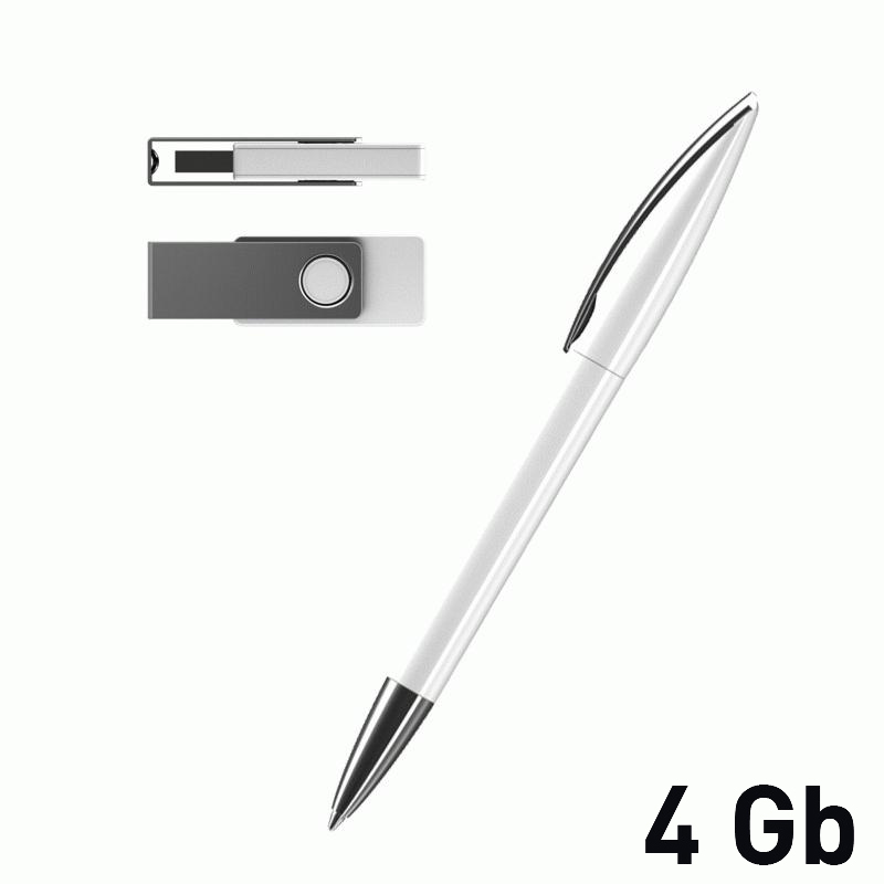 Набор ручка + флеш-карта 4Гб в футляре, белый