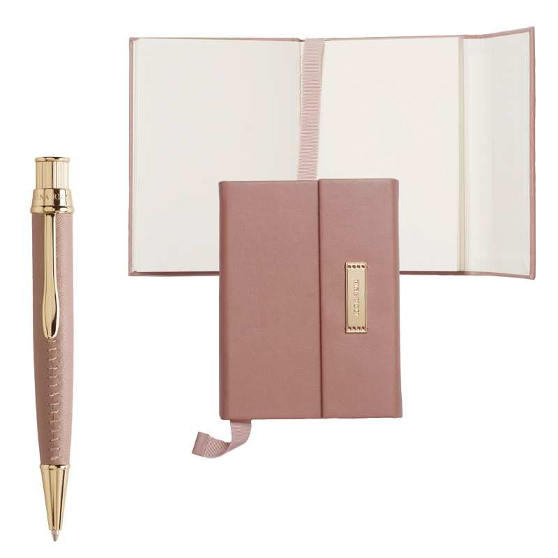 Набор (ручка шариковая, записная книжка), цвет розовый
