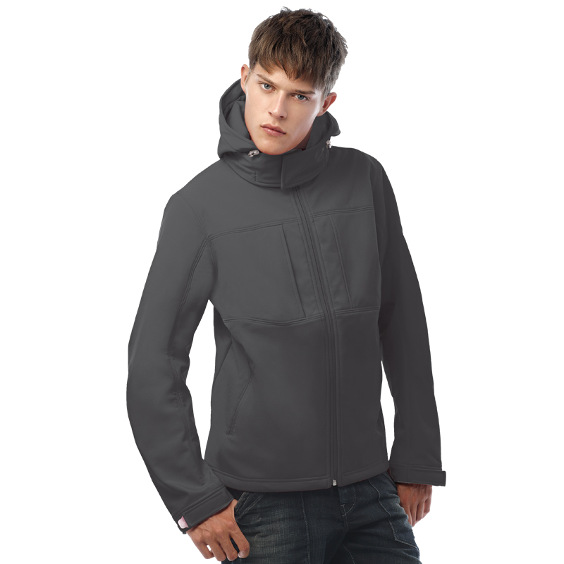 Куртка мужская с капюшоном Hooded Softshell/men, темно-серая/dark grey, размер XXL