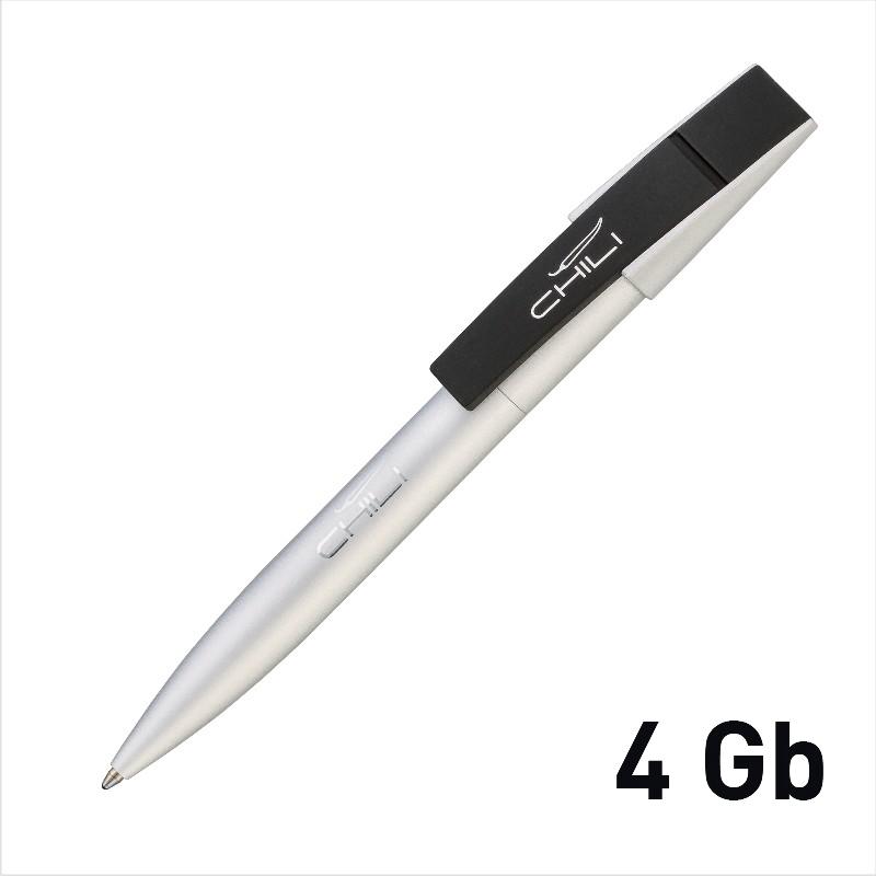 Ручка шариковая "Semiram" с флеш-картой на 4GB, матовая,серебро/черный