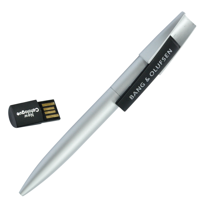 Ручка шариковая "Semiram" с флеш-картой на 4GB, матовая,серебро/черный