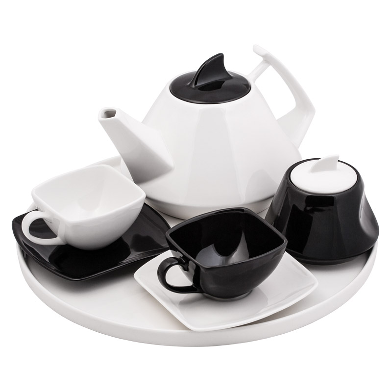 Набор чайный на 2 персоны "Инь и Янь", черно-белый