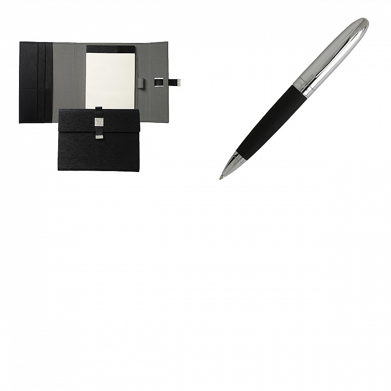Набор (записная книжка А5, ручка шариковая), цвет черный
