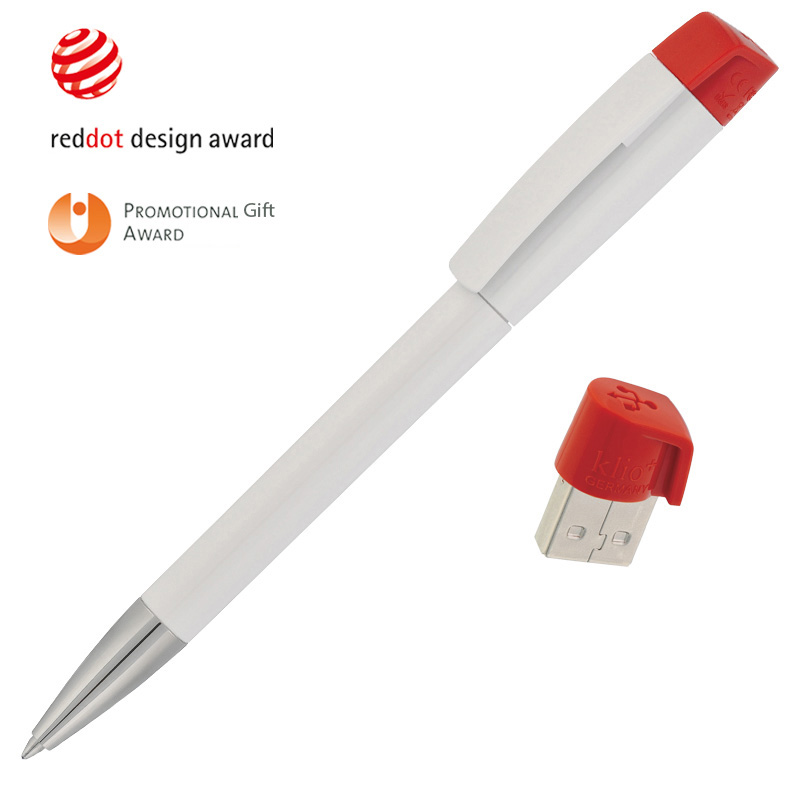 Ручка с флеш-картой USB 16GB «TURNUS M», белый/красный
