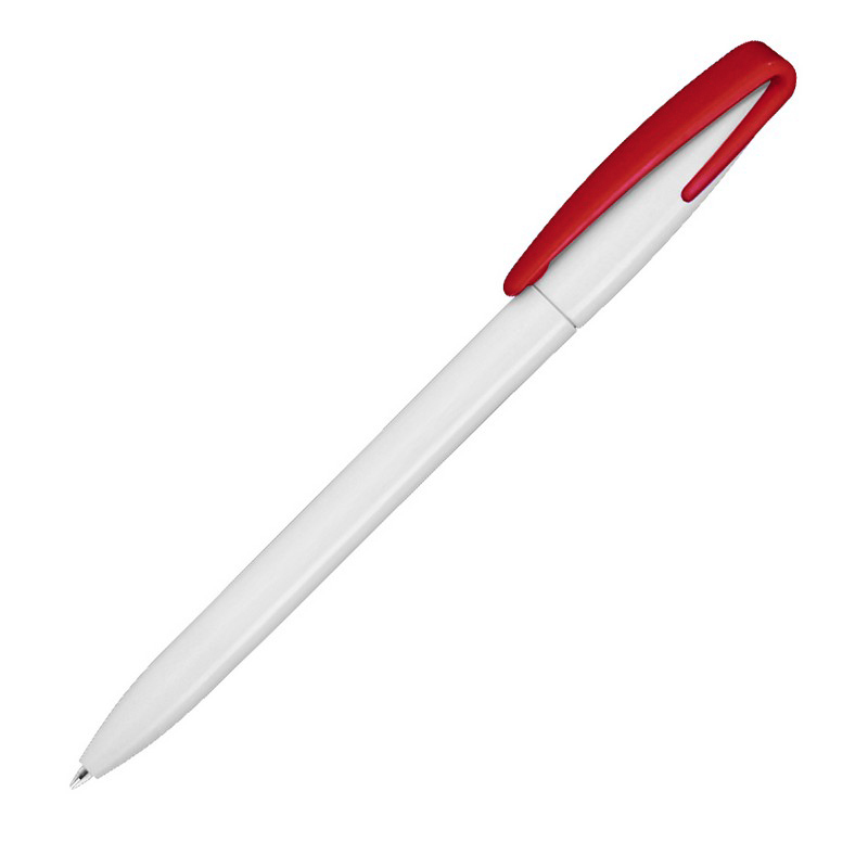 Ручка шариковая COBRA, белый, клип красный