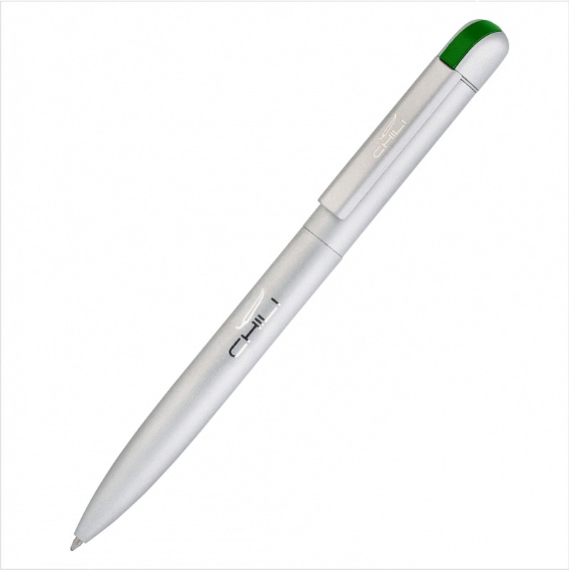 Ручка шариковая "Jupiter", серебристая матовая с зеленым дотом