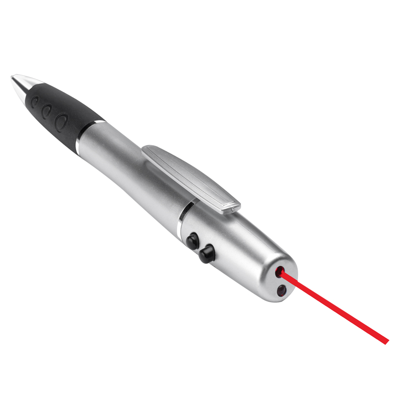 Ручка "Laser" с фонариком и указкой, серебриствый