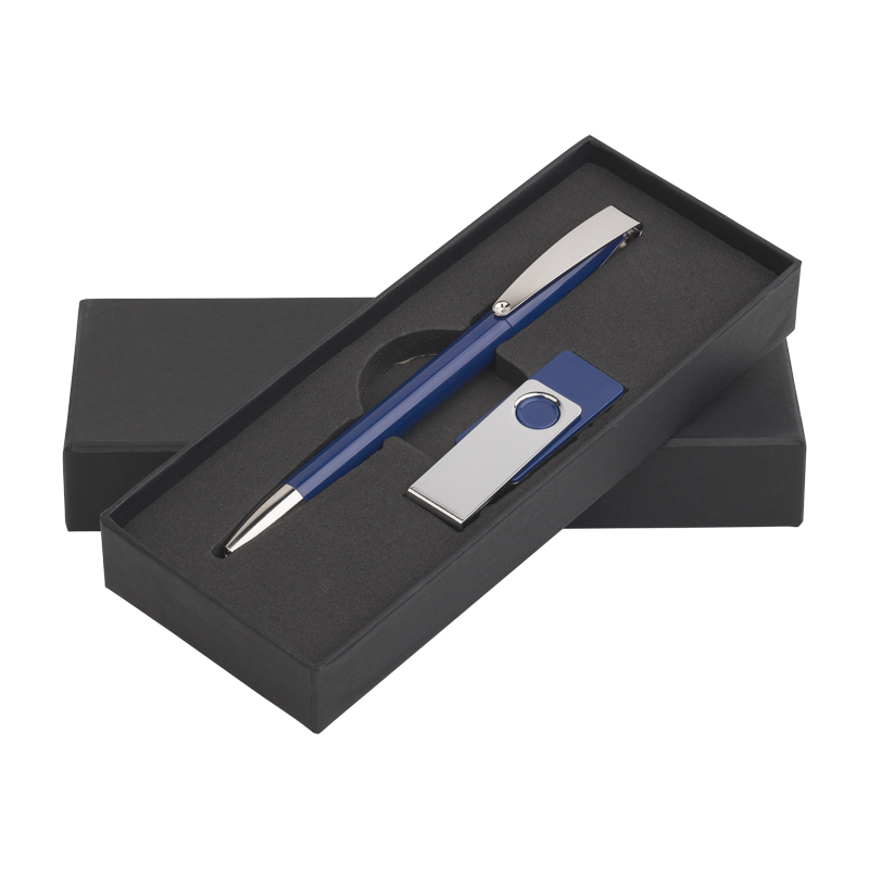 Набор ручка + флеш-карта 8Гб в футляре, цвет темно-синий